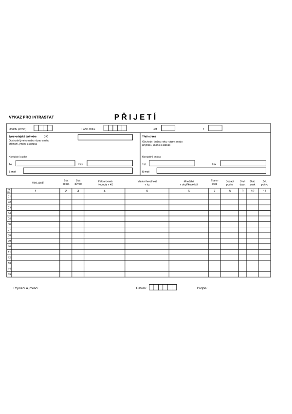 Vykaz Pro Intrastat Prijeti Formular