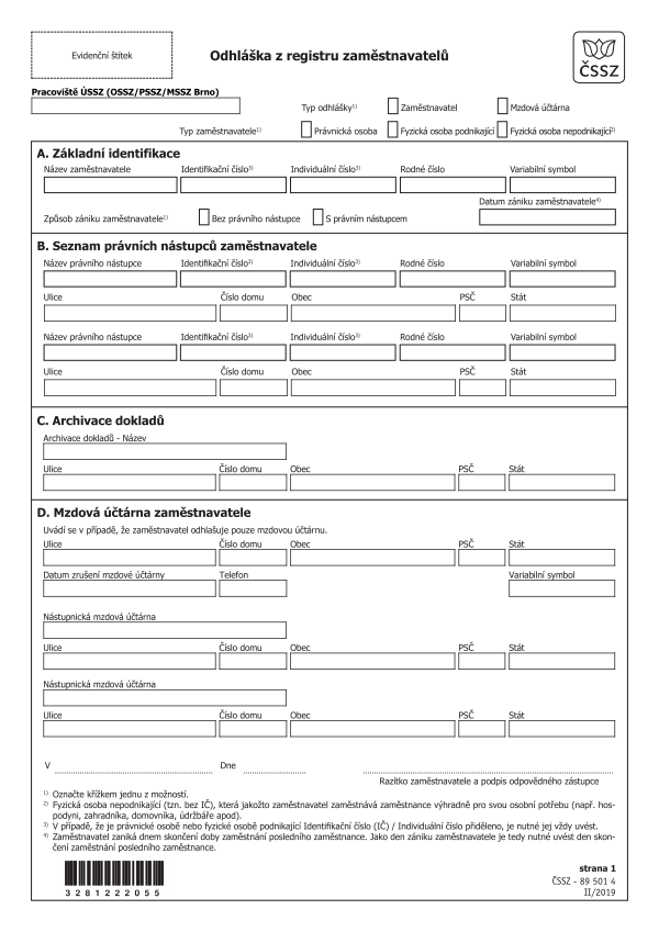 Registrace zaměstnavatele – odhláška z evidence zaměstnavatelů