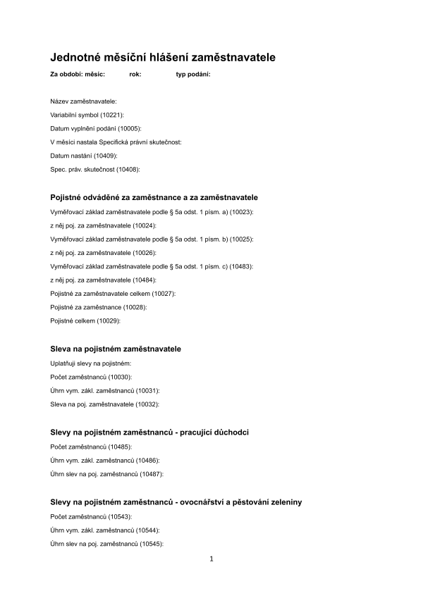 Jednotné měsíční hlášení (JMHZ)