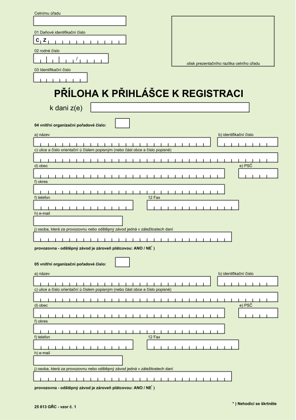 Příloha k přihlášce k registraci k ekologickým daním vz. 1