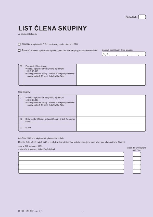 List člena skupiny vz. 9