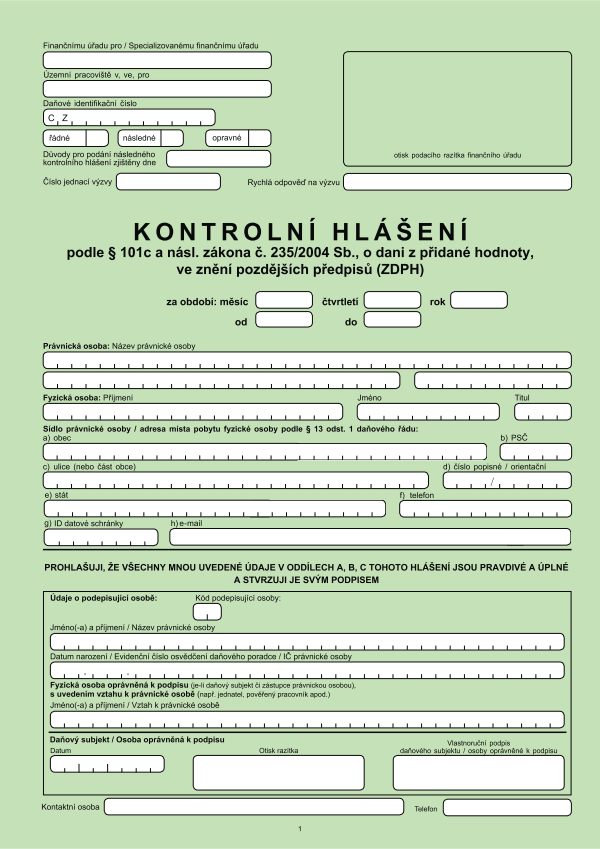 Kontrolní hlášení DPH (daně z přidané hodnoty)