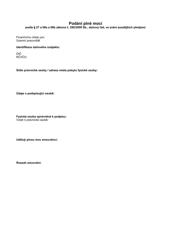 Plné moci k daňové informační schránce