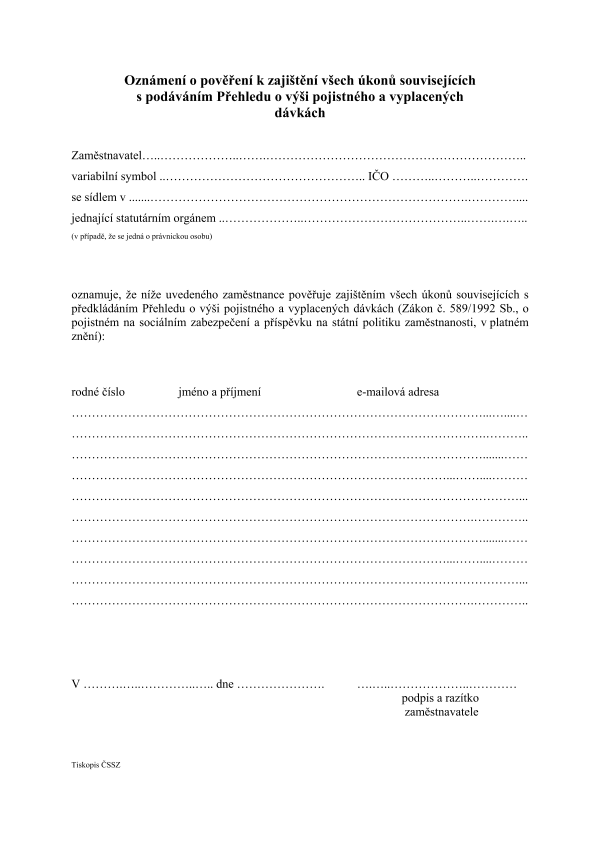 PVPOJ - Oznámení o pověření k zajištění všech úkonů souvisejících s podáváním PVPOJ