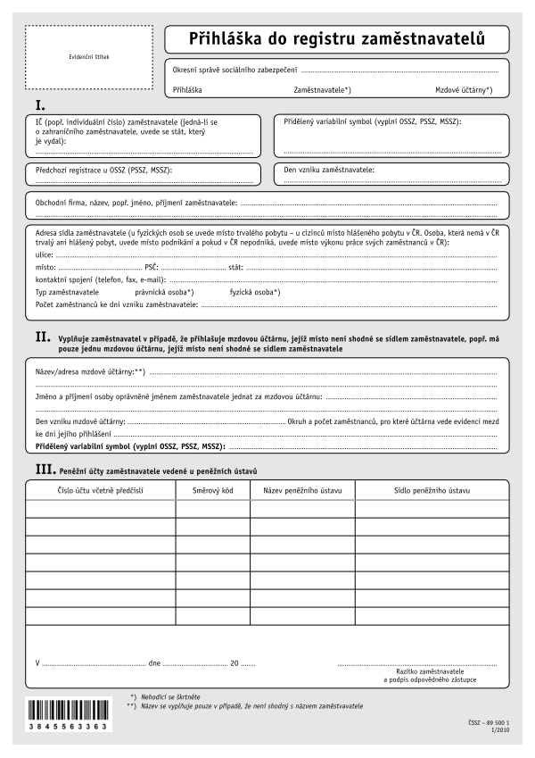 Přihláška do registru zaměstnavatelů