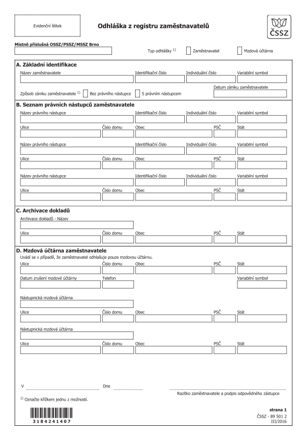 Odhláška z registru zaměstnavatelů