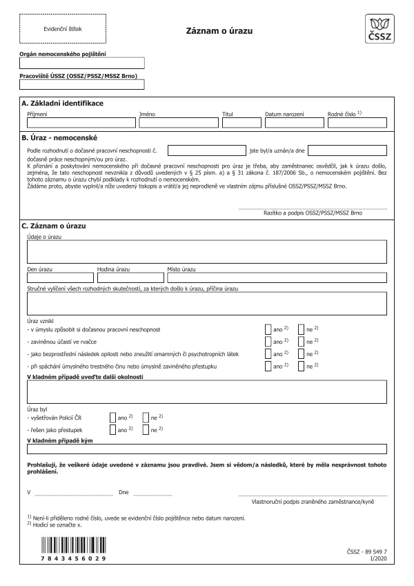 Záznam o úrazu