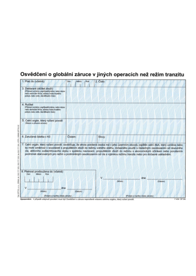 Osvědčení o globální záruce v jiných operacích než režim tranzitu