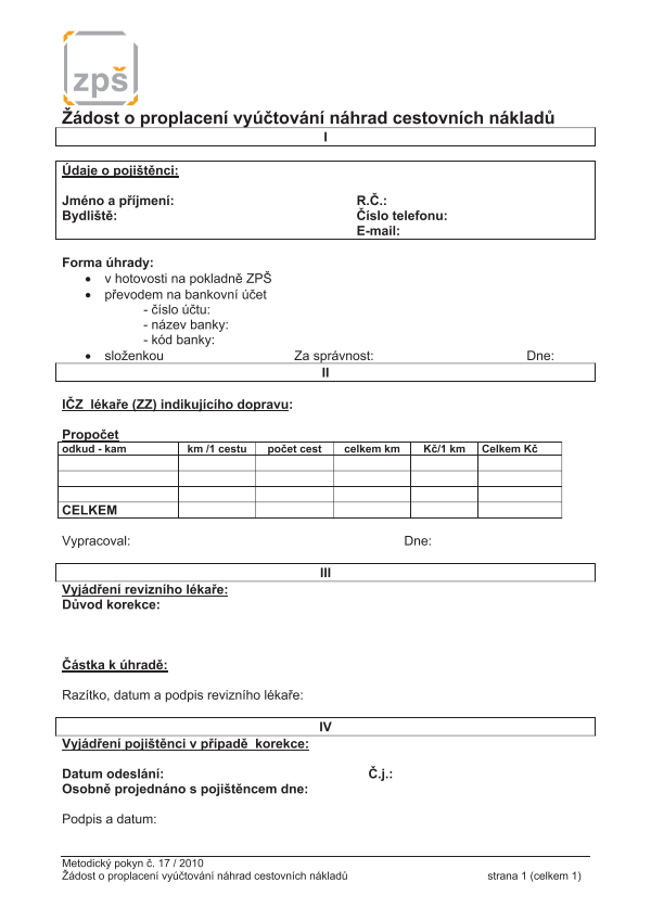 Náhrady cestovních nákladů ZPŠ
