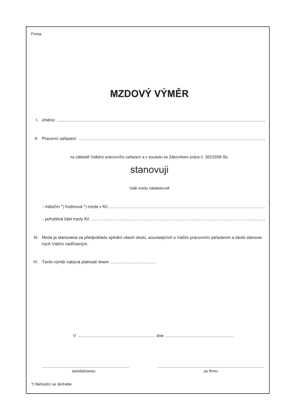 Platový/mzdový výměr