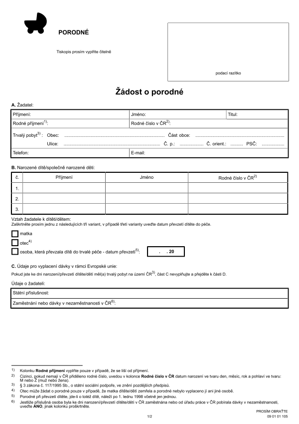 Žádost o porodné