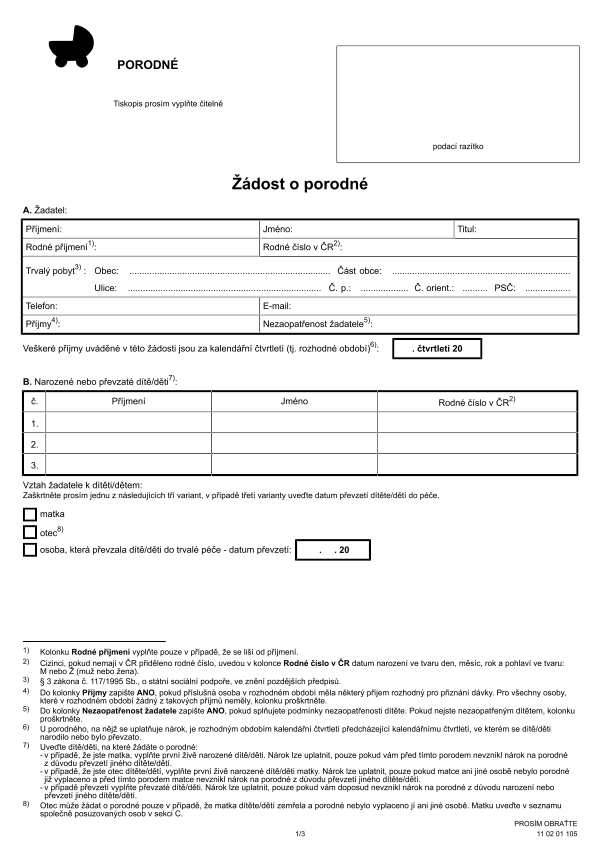 Žádost o porodné