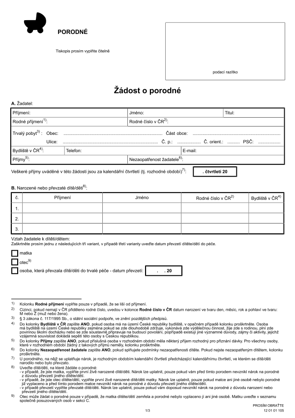 Žádost o porodné