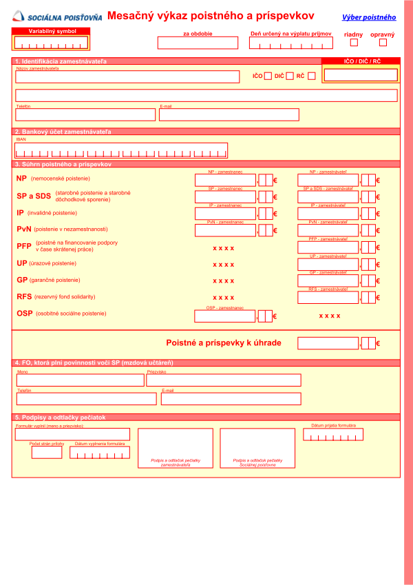 Mesačný výkaz poistného a príspevkov