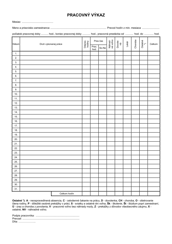 Pracovný výkaz