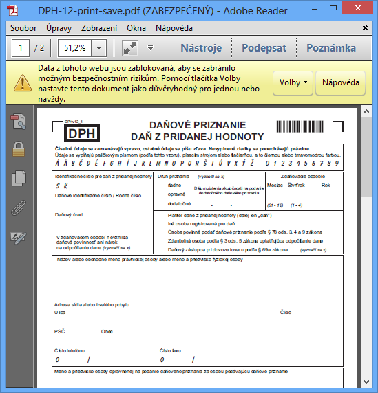 Adobe Reader - bezpečnostné upozornenie reader_hlaseni.png, 53kB