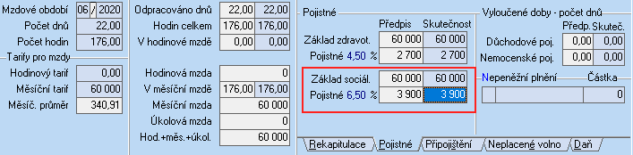 mzda bez snížení základu soc. poj.